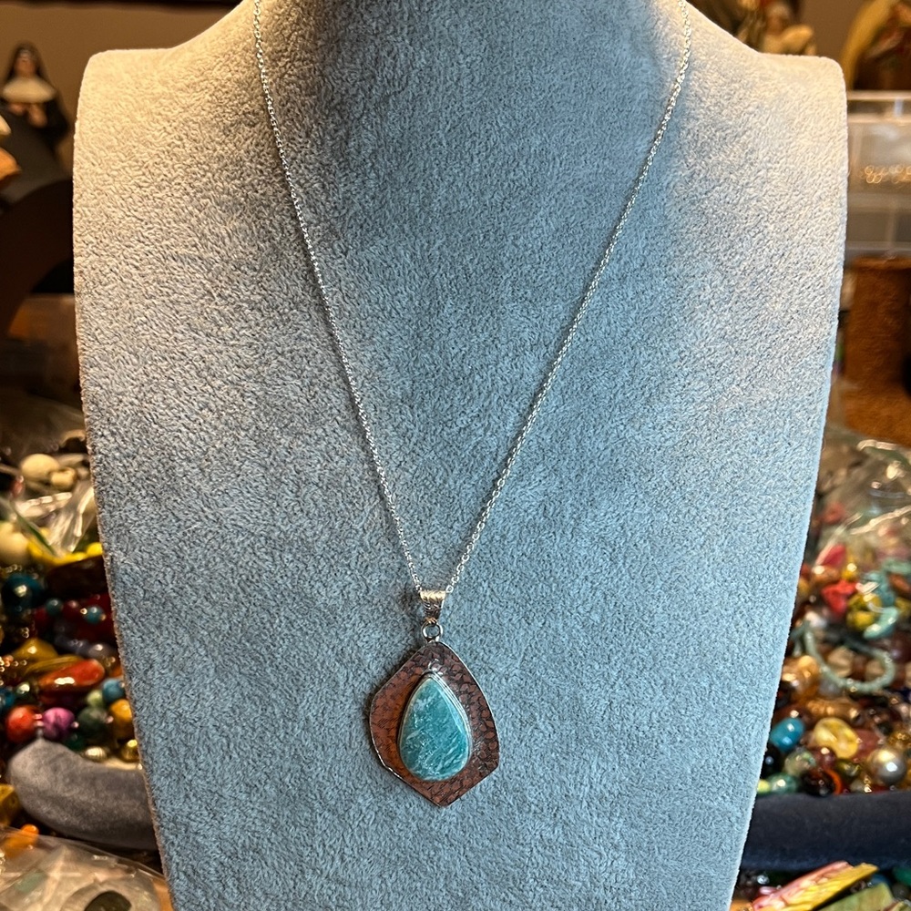 Elegant Silver and Larimar Pendant Necklace